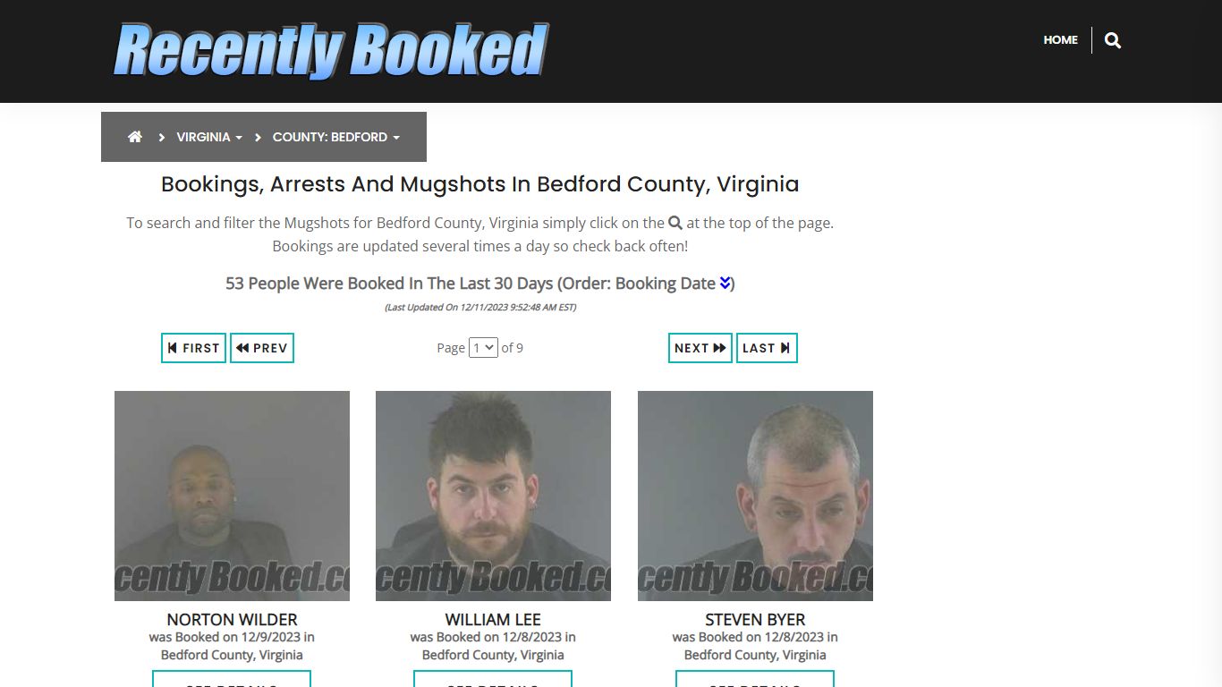 Recent bookings, Arrests, Mugshots in Bedford County, Virginia